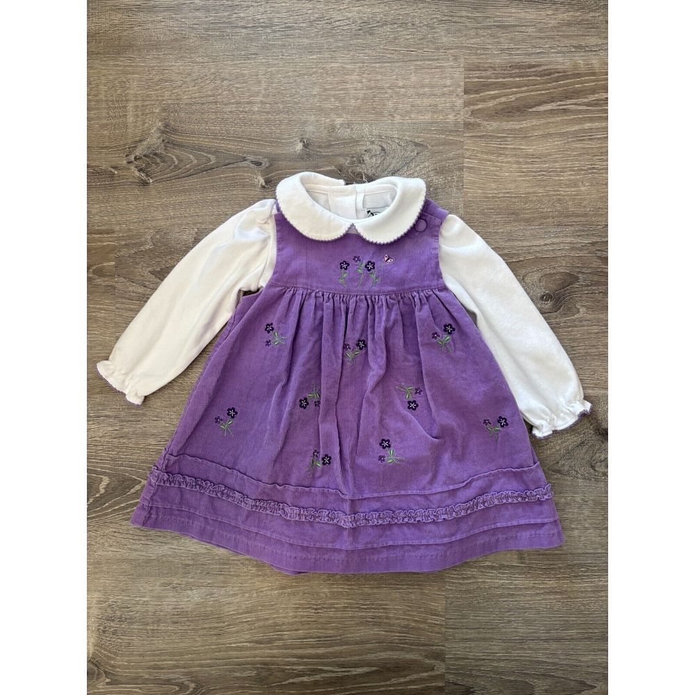 Good Lad Girl's Purple Long Sleeve Peter Pan Collared Corduroy‎ Dress 24 Months